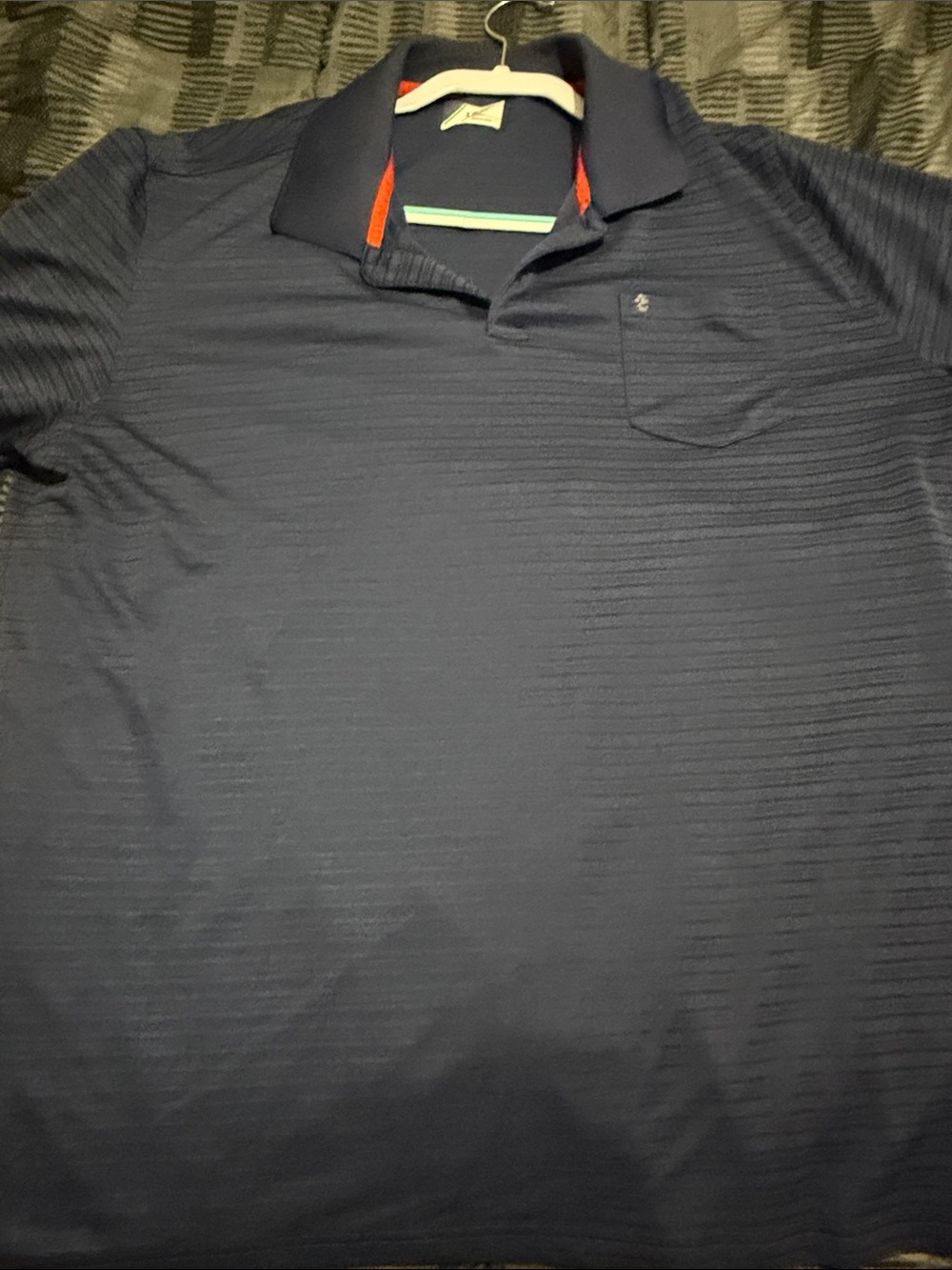 Izod Navy Short-Sleeve Polo with Subtle Horizontal Texture